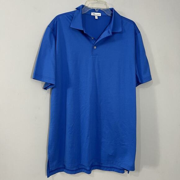 Peter Millar Polo Shirt Large Blue Golf Top Casual Stretch Lightweight Cotton - Picture 7 of 7